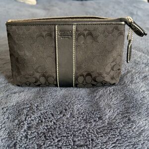 Vintage Coach Signature Canvas & Leather Pouch in Black